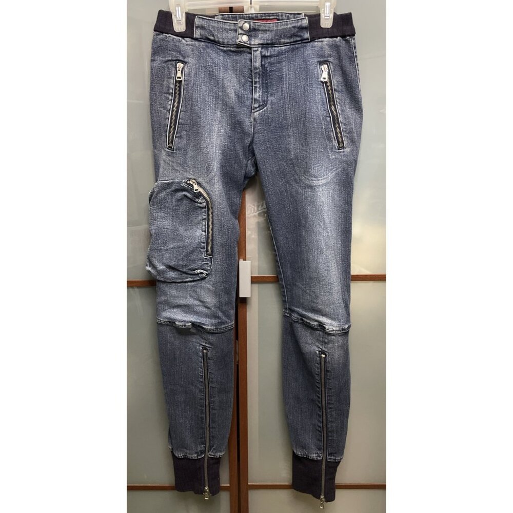 Miss Sixty 60 Basic Italy Vintage Y2K Zip Pocket Cargo Denim Jogger Jeans Sz 27